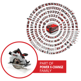 Fierastrau circular de mana pe acumulator Einhell TP-CS 18/190 Li BL-Solo Power X-Change (litiu-ion, 18 V, motor fara perii, lama Ø190 x Ø20 mm, reglare fara unelte, LED, masa de Fierastrau din aluminiu, fara acumulator si incarcator