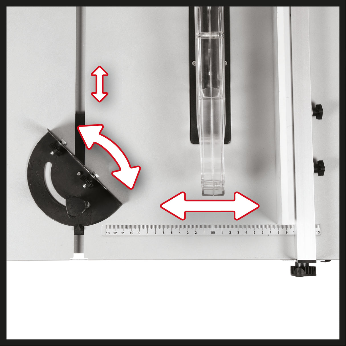 Fierastrau circular de banc Einhell TC-TS 210 max. 1200 W, decuplare la suprasarcina, opritor paralel cu clema, opritor unghiular +/- 60°, inaltimea lamei de Fierastrau reglabila + poate fi inclinata la 45°