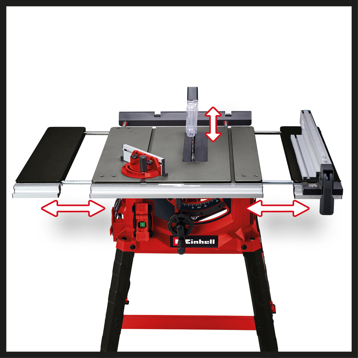 Fierastrau circular de masa Einhell TC-TS 2225 U, 2200 W, inaltime de taiere 80 mm, lama de ferastrau Ø 254 mm, extensie masa, opritor unghiular, opritor paralel, tija de impingere, cadru de baza