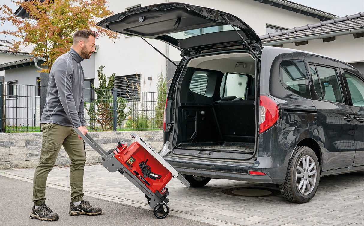 Einhell TE-CC 250 UF asztali körfűrész, max. 2000 W, formátumsín, könnyű indítás, alumínium asztal, párhuzamos és kereszt-/szögütköző, összecsukható és mobil