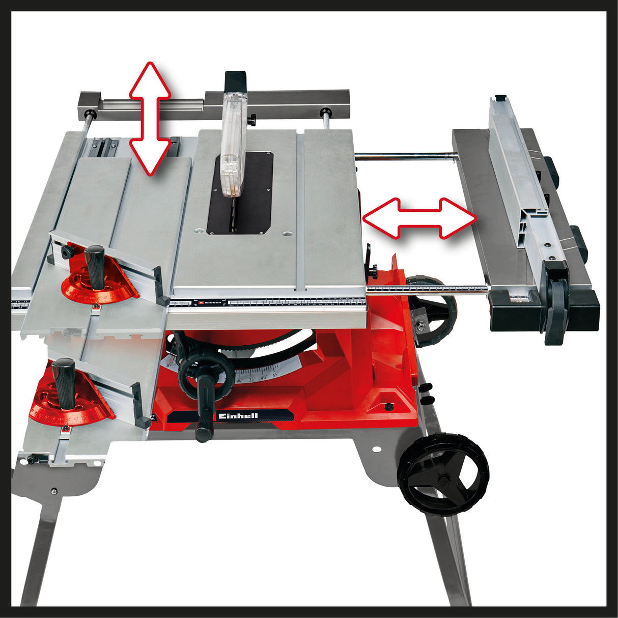 Einhell TE-CC 250 UF asztali körfűrész, max. 2000 W, formátumsín, könnyű indítás, alumínium asztal, párhuzamos és kereszt-/szögütköző, összecsukható és mobil