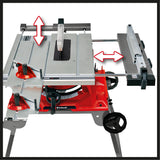 Einhell TE-CC 250 UF asztali körfűrész, max. 2000 W, formátumsín, könnyű indítás, alumínium asztal, párhuzamos és kereszt-/szögütköző, összecsukható és mobil