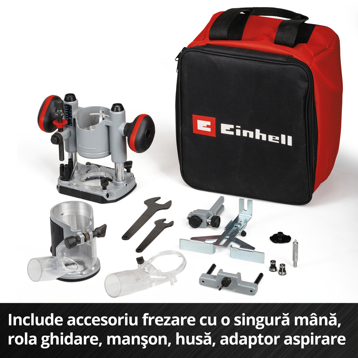 Freza multifuctionala pe acumulator Einhell Professional TP-RO 18 Set Li BL-Solo Power X-Change, 18 V, motor fara perii, reglare fina a adancimii de frezare, incl. accesorii + geanta, fara acumulator