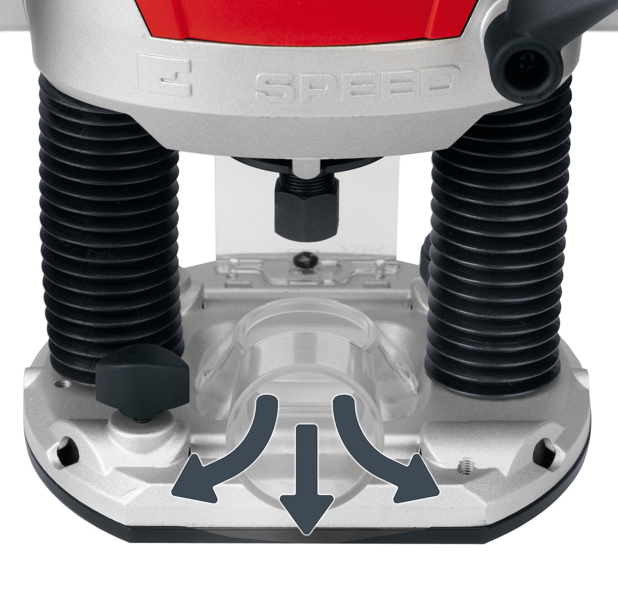 Masina de frezat Einhell TE-RO 1255 E, 1200 W, pinsa Ø 6 si 8 mm, inaltime cursa 55 mm, control electronic al vitezei, blocare a axului, schimbare usoara a sculei