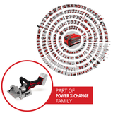 Masina de frezat pentru dibluri din lemn/biscuitorpe acumulator Einhell TE-BJ 18 Li-Solo Power X-Change (18 V, Li-ion, reglare infinita a unghiului/inaltimii, reglare a adancimii in 6 trepte, fara acumulator sau incarcator