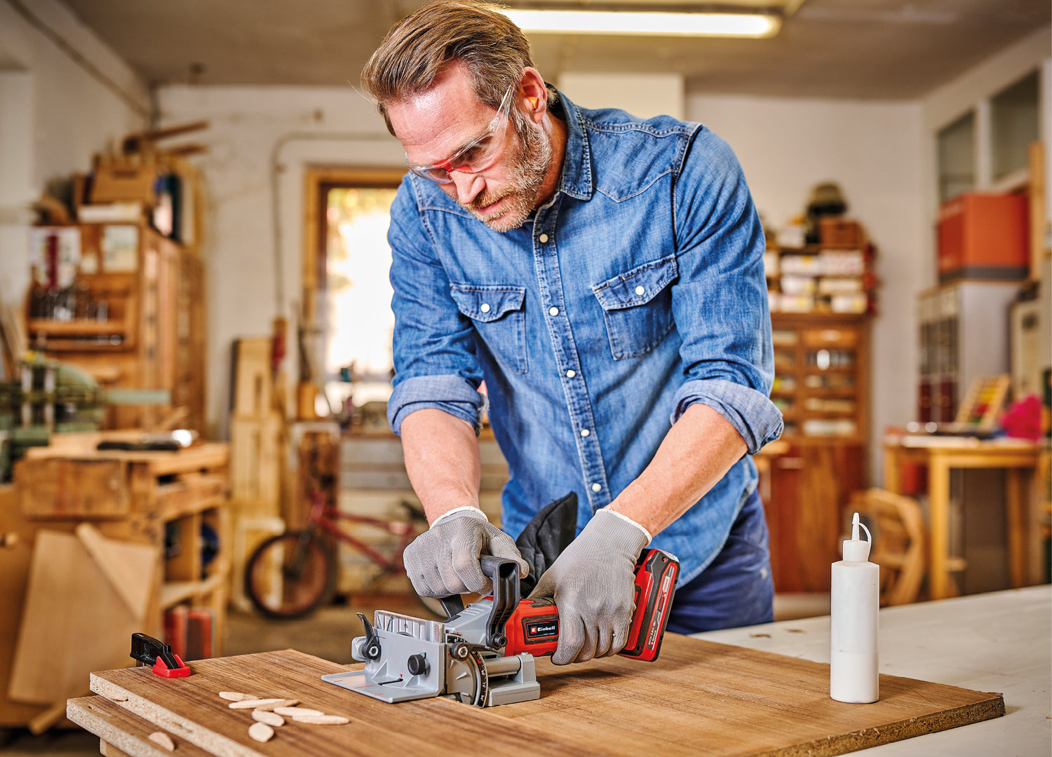 Einhell akkus fadübel-/favágó TE-BJ 18 Li-Solo Power X-Change (18 V, Li-ion, fokozatmentes szög-/magasságállítás, 6 fokozatú mélységállítás, akkumulátor és töltő nélkül)