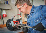 Einhell TC-BG 150 kéttárcsás asztali csiszológép (150 W, kisebb és nagyobb javításokhoz, alakigazításhoz és előcsiszoláshoz/őrléshez, durva és finom csiszolókorong K36/K60