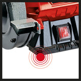 Einhell TC-BG 150 kéttárcsás asztali csiszológép (150 W, kisebb és nagyobb javításokhoz, alakigazításhoz és előcsiszoláshoz/őrléshez, durva és finom csiszolókorong K36/K60