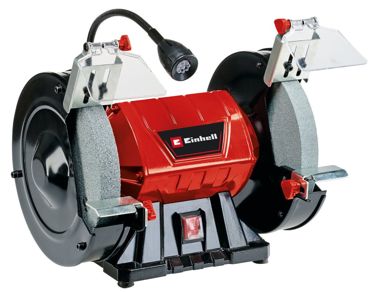 Einhell TC-BG 200 L dupla tárcsás asztali csiszológép (kisebb és nagyobb korrekciókhoz, rugalmas lámpa, nagy + állítható munkadarab-támaszok, durva/finom csiszoló/csiszoló tárcsával K36/K60)