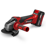 Einhell akkus sarokcsiszoló TC-AG 18/115 Li Kit Power X-Change, 18 V, 115 mm-es tárcsaátmérő, 28 mm-es vágási mélység, lágyindítás, vágókorong nélkül, 4.0 Ah-s akkumulátorral és töltővel