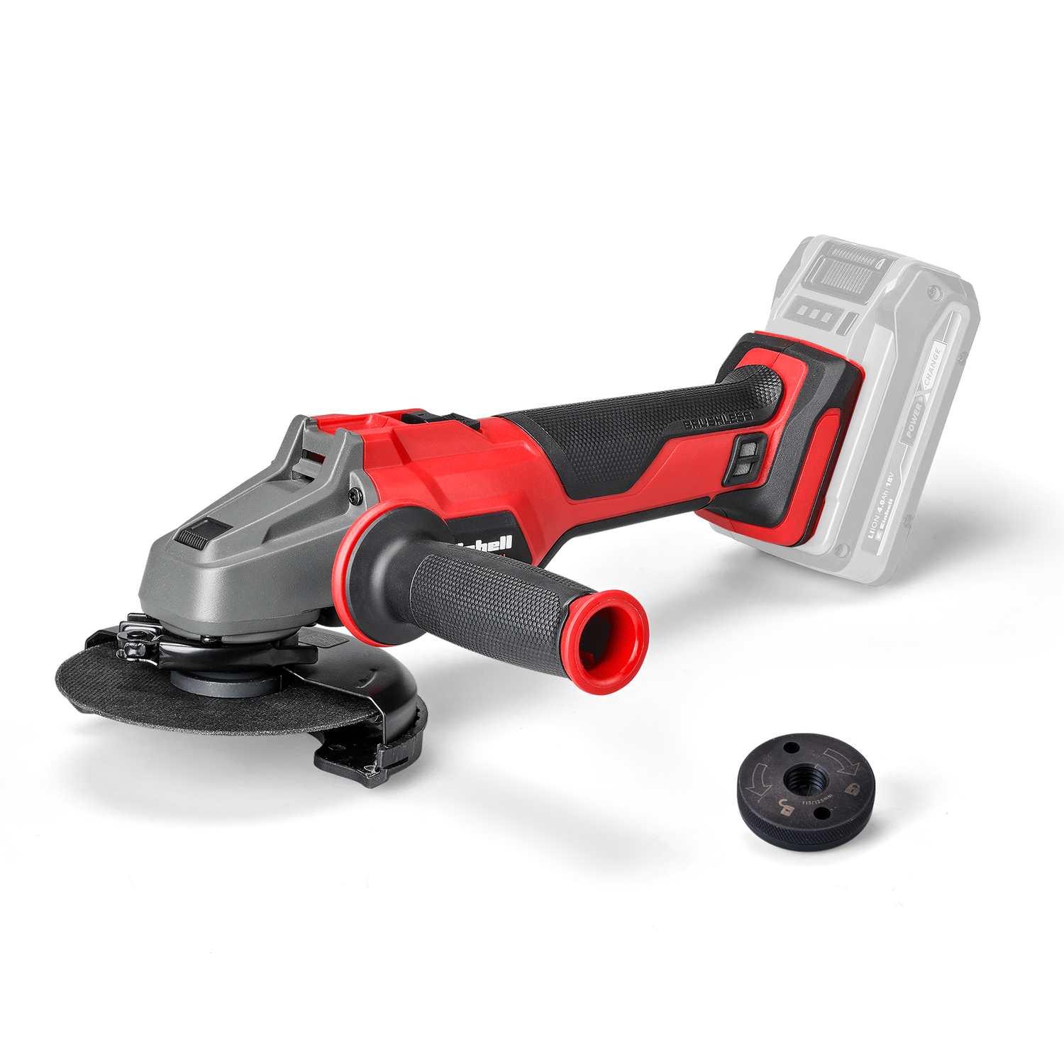 Polizor unghiular pe acumulator Einhell Professional AXXIO 18/125 Q Li-Solo Power X-Change, 18V, 700 W, discuri de 125 mm, adancime de taiere de 33 mm, piulita de fixare rapida fara perii, fara disc de taiere sau acumulator