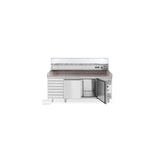 Masa pizza profesionala, cu 2 usi 7 sertare 280 L inox, ARKTIC by Hendi interval temperatura -2/+8 gr C 250 W 2020x800x(H)875 mm