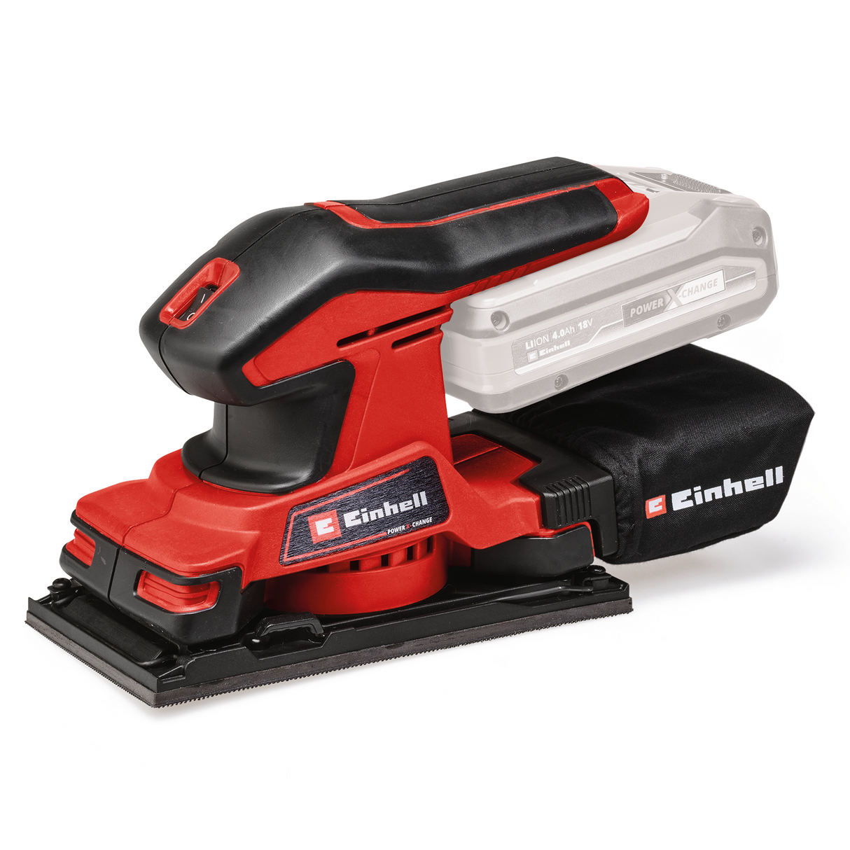 Einhell TC-OS 18/187 Li Solo PXC akkus orbitális csiszoló/csiszoló (lítium-ion akkumulátorral, mikro-sövényvágó rendszerrel, puha markolatú markolatfelületekkel, 1 db csiszolólappal együtt)