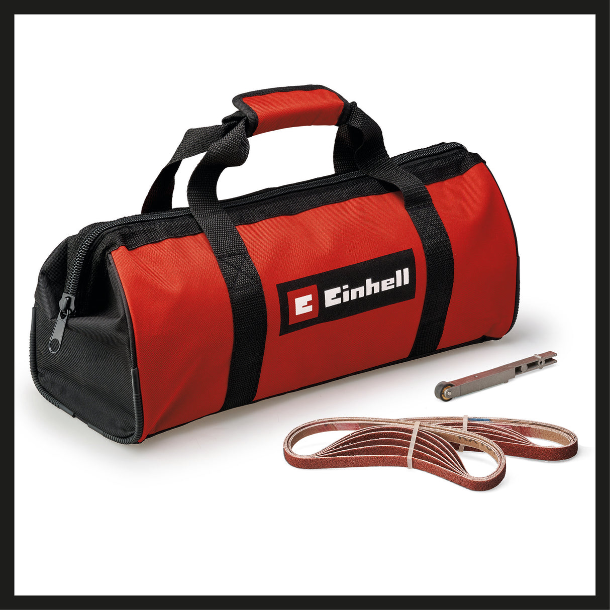 Einhell TE-BF 18 Li-Solo Power X-Change akkus szalagcsiszoló, 18 V, akár 1700 m/perc sebesség, 2 db 9 mm-es és 13 mm-es csiszolókar, 12 db csiszolószalaggal, akkumulátor nélkül