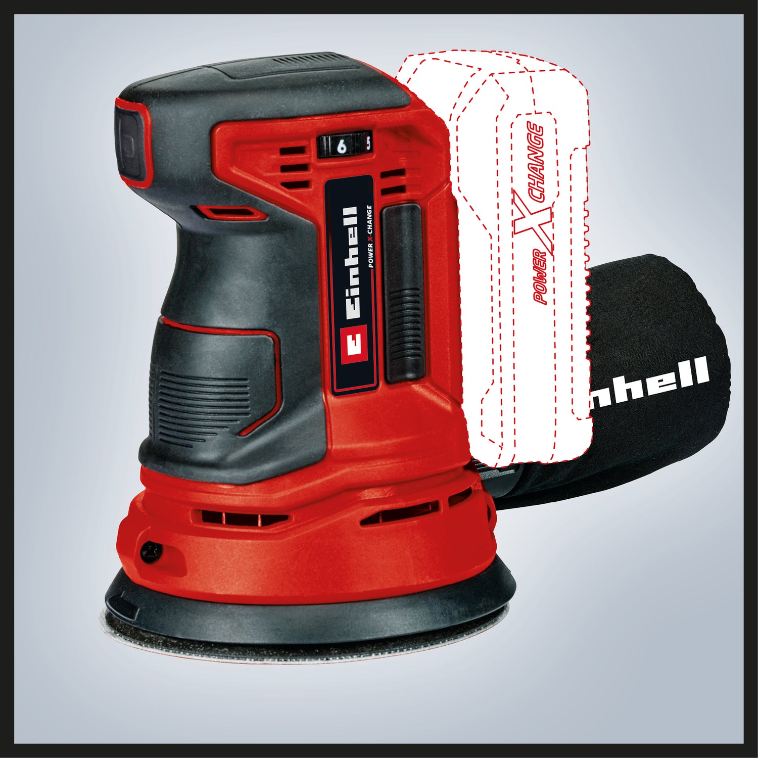 Slefuitor orbital pe acumulator Einhell TE-RS 18 Li-Solo Power X-Change, Litiu-ion, control electronic al vitezei, fixare cu micro-velcro, incl. 1x hartie abraziva P80, fara baterie si incarcator