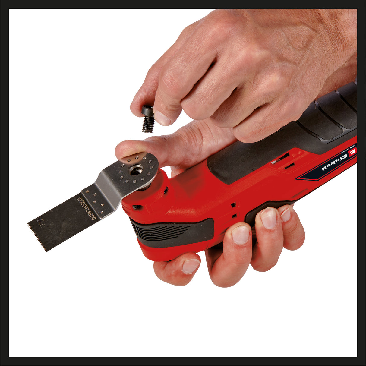 Unealta multifunctionala electrica pe acumulator Einhell TC-MG 18 Li-Solo Power X-Change (18 V, litiu-ion, fixare magnetica a sculei, electronica de viteza, inclusiv accesorii, fara acumulator sau incarcator