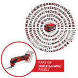 Unealta multifunctionala electrica pe acumulator Einhell TE-MG 18/1 Li-Solo Power X-Change (18 V, motor fara perii, 3 functii, adaptor magnetic pentru scule, electronica de viteza, incl. accesorii, fara acumulator