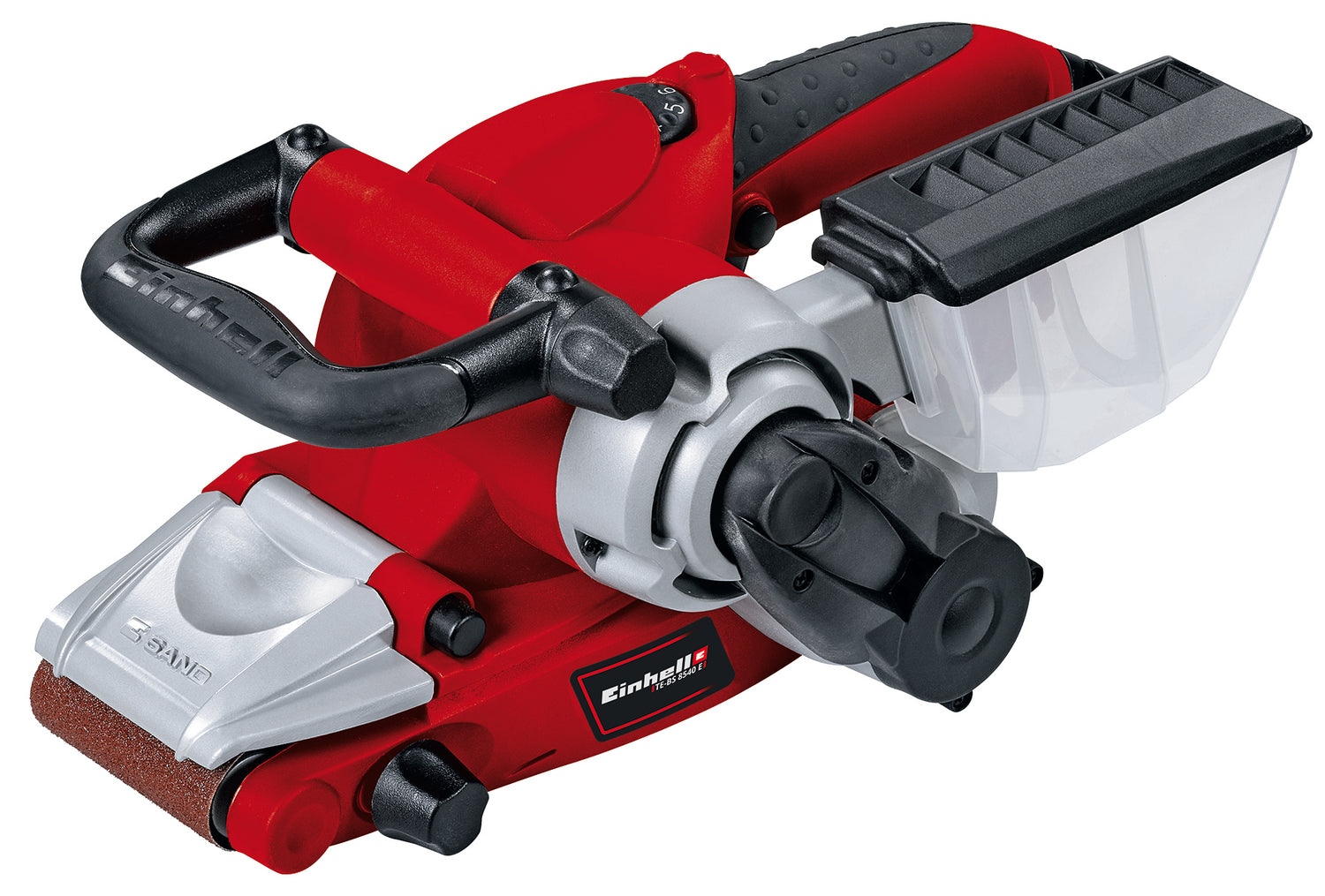 Slefuitor cu banda Einhell TE-BS 8540 E (850 W, suprafata de slefuit 75x140 mm, schimbare banda de slefuit fara unelte, maner suplimentar, softgrip, incl. 1x banda de slefuit P80