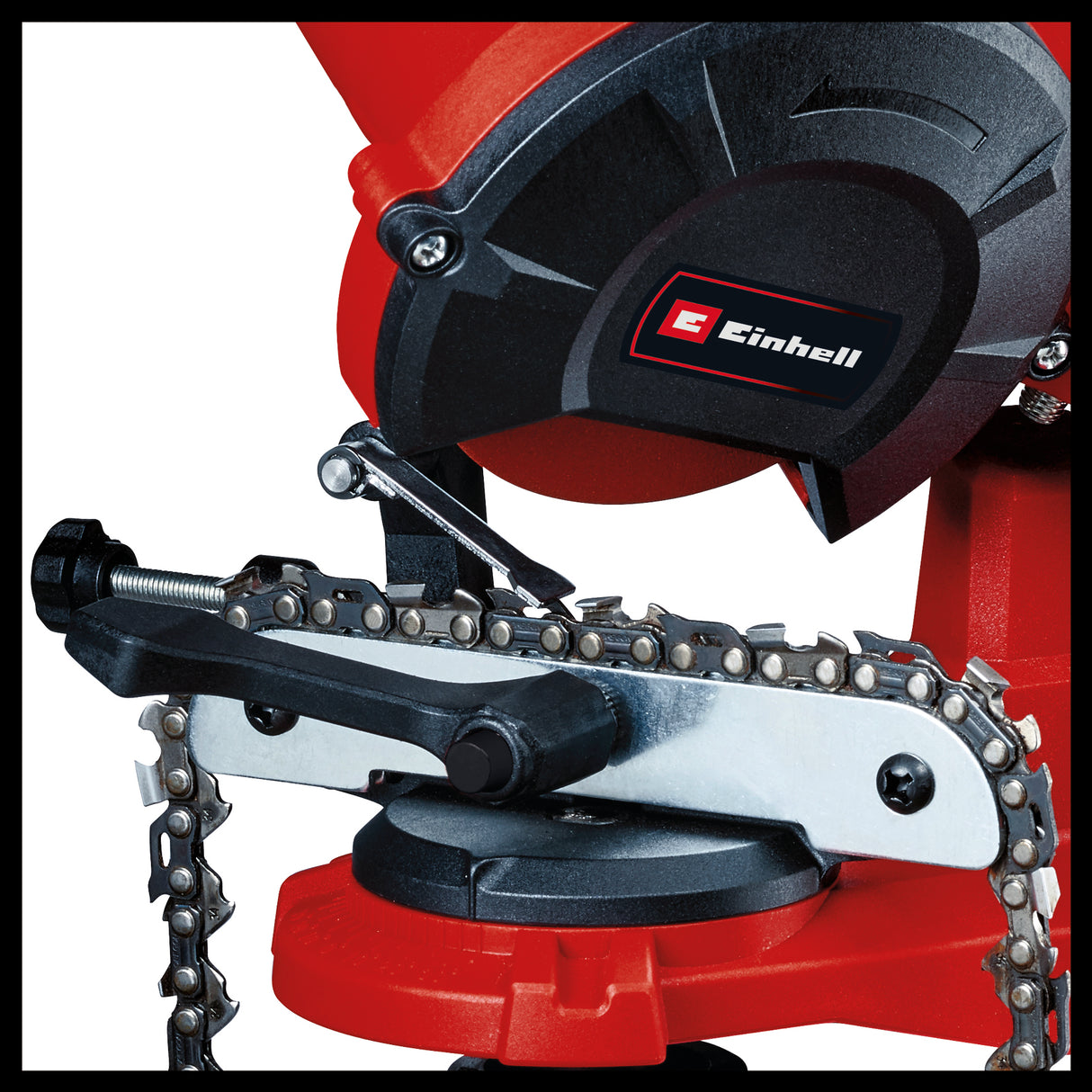 Aparat pentru ascutit lant de drujba Einhell GC-CS 85 E, 85 W, 5500 rpm, reglare unghi de slefuire cu scala, dispozitiv de tensionare a lantului, opritor de adancime inclusiv disc abraziv)