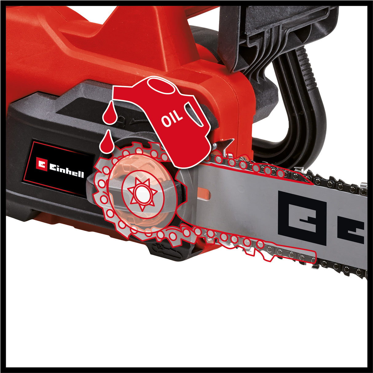 Drujba electrica Einhell GC-EC 2040 (2000 W, lungime de taiere 37,5 cm, viteza lant 15,5 m/secunda, lubrifiere automata a lantului, protectie la recul cu frana de lant