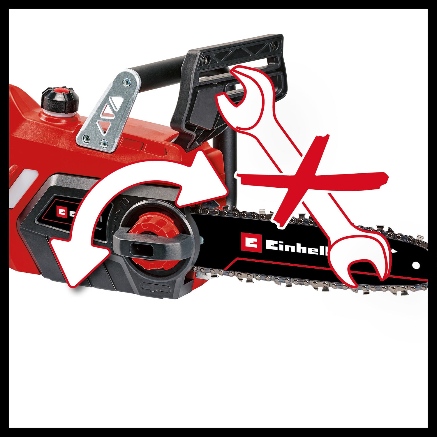 Einhell GE-LC 18/25-1 Li Kit Power X-Change akkus láncfűrész (18 V, vágási hossz 23 cm, láncsebesség 4,5 m/s, automatikus lánckenés, 1 db 3,0 Ah-s akkumulátorral + töltővel)