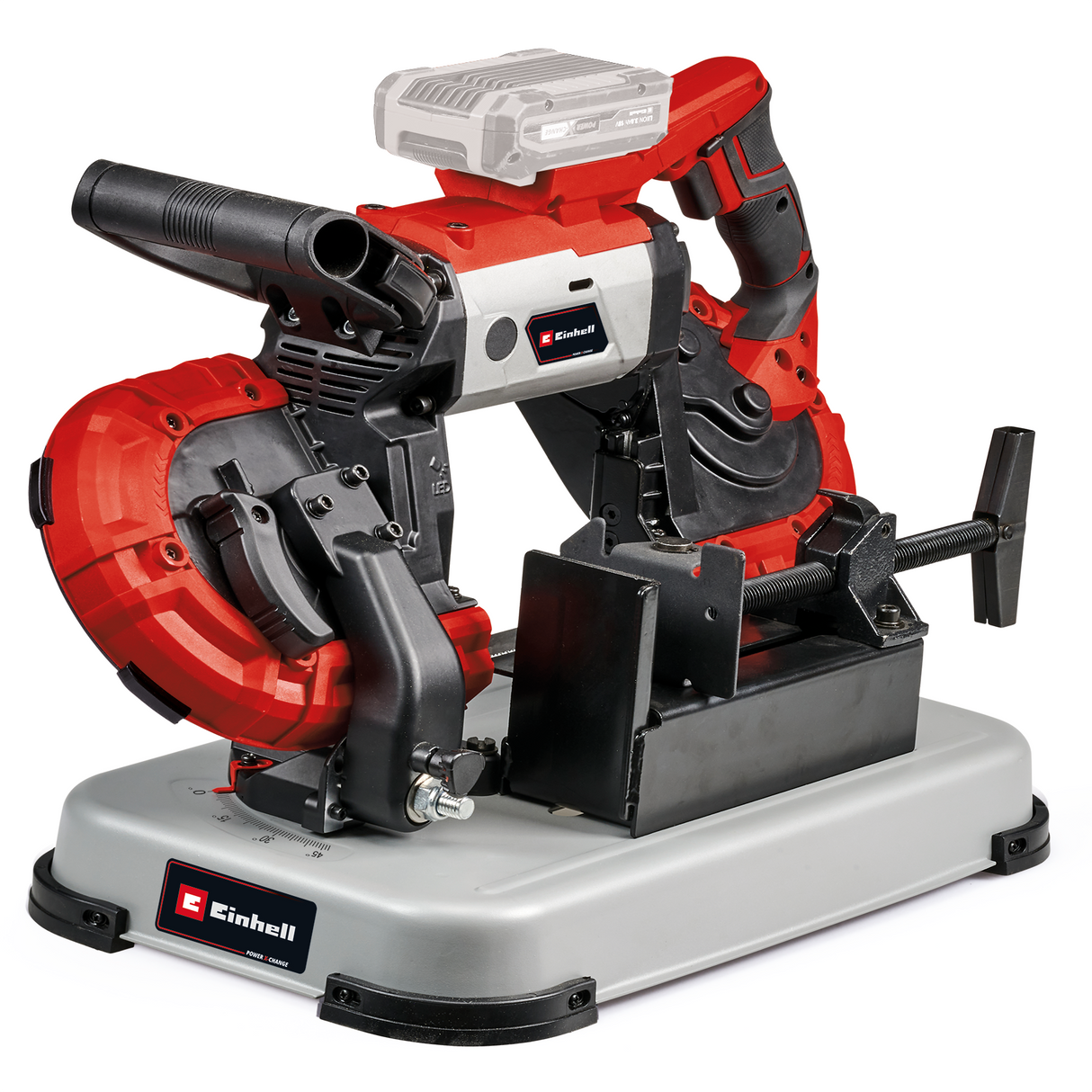 Fierastrau cu banda pe acumulator Einhell TE-MB 18/127 U Li-Solo Power X-Change , 18V, inaltime de taiere 115 mm, latime de taiere 127 mm, baza, lumina LED, incl. 2x banda de Fierastrau, fara acumulator