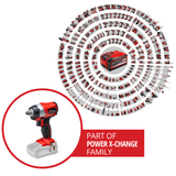 Cheie de impact pe acumulator Einhell Professional TP-CW 18 Li BL Solo Power X-Change, 18 V, 215 Nm, fara perii, actionare patrata externa, adaptor pentru biti, lumina LED, fara baterie