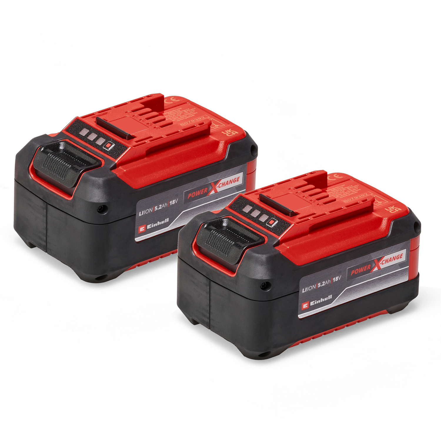 Set 2 acumulatori Einhell PXC Twinpack 5.2 Ah Power X-Change, Li-Ion, 18 V, 2x baterii 5.2 Ah, universala pentru toate dispozitivele PXC, gestionare proactiva a bateriei, cicluri de incarcare personalizate