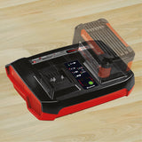 Eredeti Einhell Power X-Twincharger 3A Power X-Change akkumulátortöltő, Li-ion, 18 V, 2 db 18 V-os akkumulátor egyidejű töltése, folyamatos felügyelet + intelligens töltéskezelés, LED állapotkijelző 6 LED-del