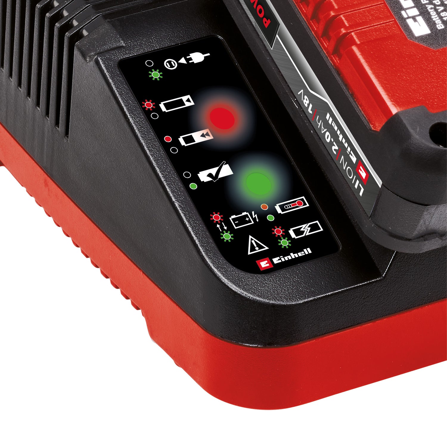 Eredeti Einhell Power X-Car autós töltő 3A Power X-Change töltő, Li-ion, 18 V, 12 V-os aljzat, folyamatos akkumulátorfigyelés és intelligens töltéskezelés, 7x LED állapotkijelző