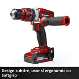 Masina de gaurit si insurubat (bormasina) cu impact pe acumulator Einhell TE-CD 18/48 Li-i Kit Power X-Change, Li-ion, 18 V, 48 Nm, capacitate de gaurire 10 mm in beton, geanta, incl. 2 baterii de 2,0 Ah si incarcator