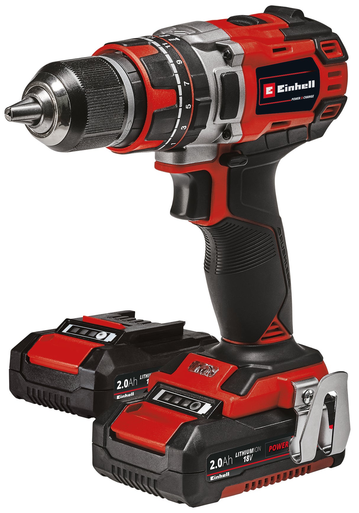 Masina de gaurit si insurubat (bormasina) cu impact pe acumulator Einhell Professional TE-CD 18/50 Li-i BL Kit Power X-Change, 18 V, motor fara perii, incl. doua baterii reincarcabile PXC de 2,0 Ah si incarcator, S35 E-Box