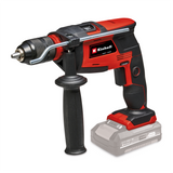 Masina de gaurit si insurubat cu percutie pe acumulator Einhell TE-ID 18 Li-Solo Power X-Change, Li-Ion, 18 V, functie de gaurire si gaurire cu impact, capacitate maxima de gaurire in beton de 13 mm, mandrina rapida de 13 mm, fara baterie si incarcator