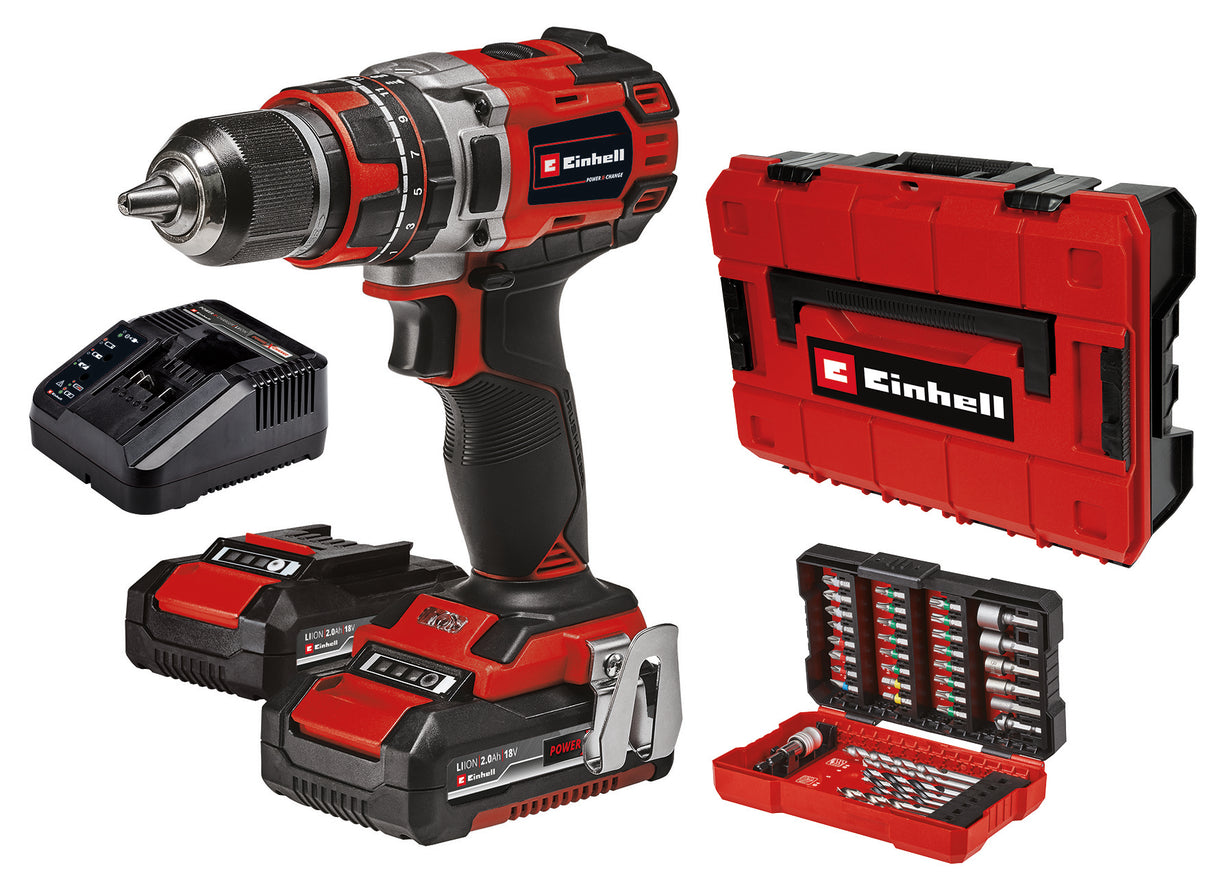 Masina de gaurit si insurubat (bormasina) cu impact pe acumulator Einhell Professional TP-CD 18/50 Li-i BL+ 39, 2x2.0 Ah Power X-Change, Li-ion, 18 V, 50 Nm, 28.800 rpm, incl. 2x baterii 2.0 Ah, incarcator, geanta, set de biti 39 piese