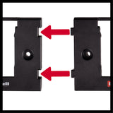 Suport de perete original pentru baterii Einhell Power X-Change (potrivit pentru depozitarea tuturor bateriilor Power X-Change, extensibil la infinit, instalare usoara, functie de prindere prin clic, include suruburi si dibluri