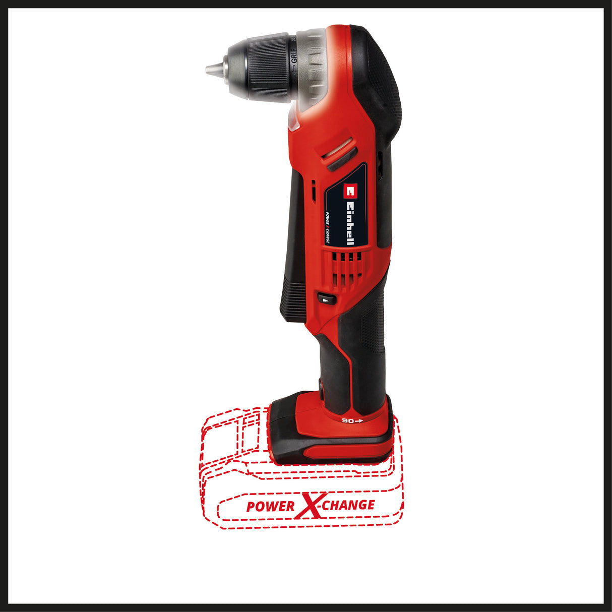 Masina de gaurit si insurubat unghiulara pe acumulator Einhell TE-AD 18 Li-Solo Power X-Change, 18 V, 45 Nm, mandrina cu eliberare rapida de 10 mm, lumina LED, suport pentru acumulator rotativ, fara acumulator