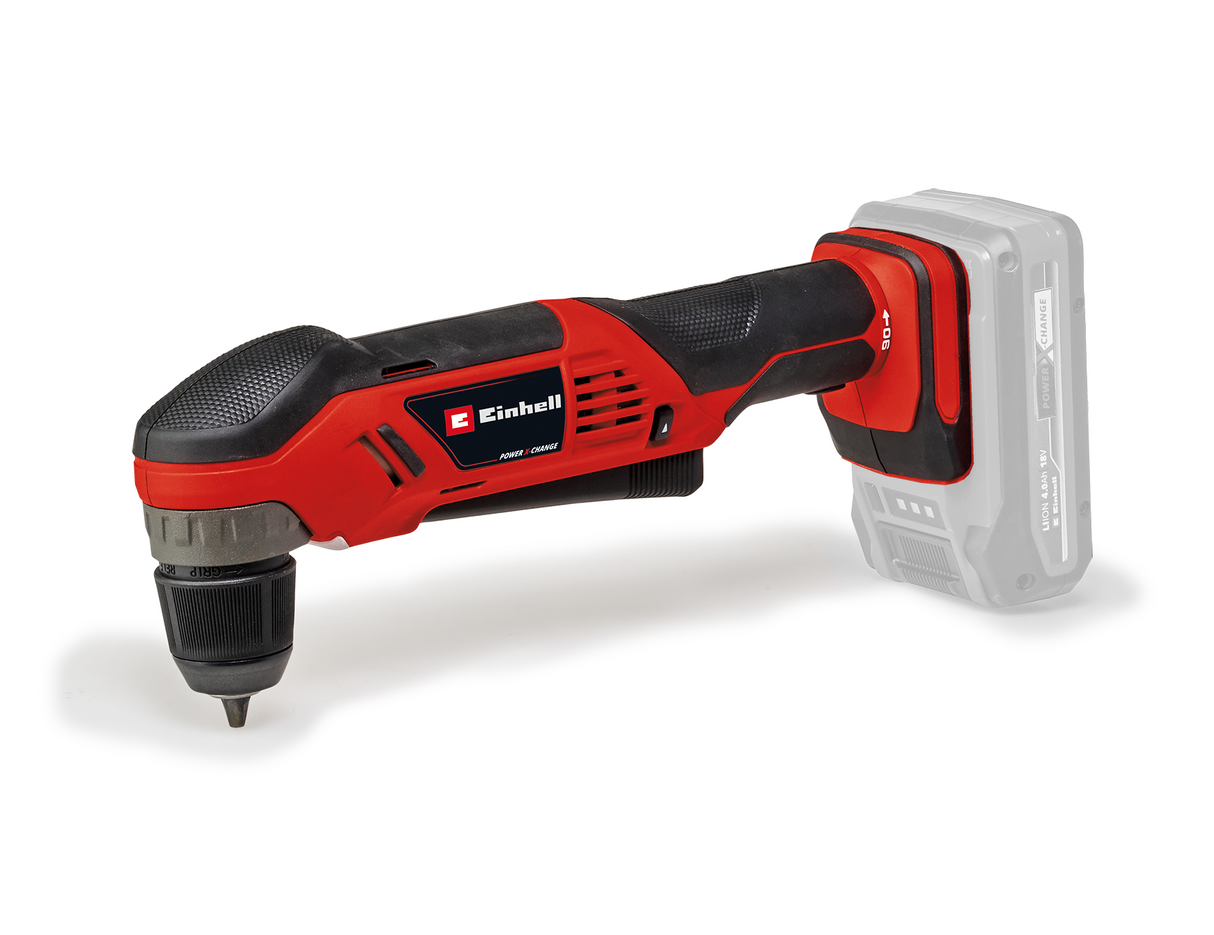 Masina de gaurit si insurubat unghiulara pe acumulator Einhell TE-AD 18 Li-Solo Power X-Change, 18 V, 45 Nm, mandrina cu eliberare rapida de 10 mm, lumina LED, suport pentru acumulator rotativ, fara acumulator