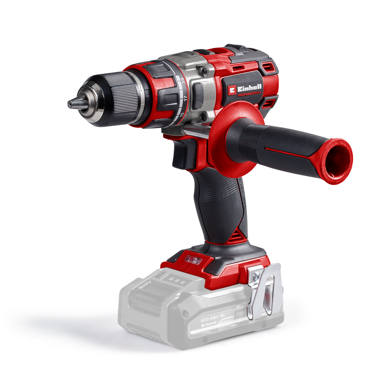 Masina de gaurit profesionala fara fir Einhell TP-CD 18/80 Li BL-Solo Power X-Change (18 V, motor fara perii, 80 Nm, mandrina 13 mm, 2 viteze, 19 trepte de cuplu, functie de gaurire, fara acumulator)