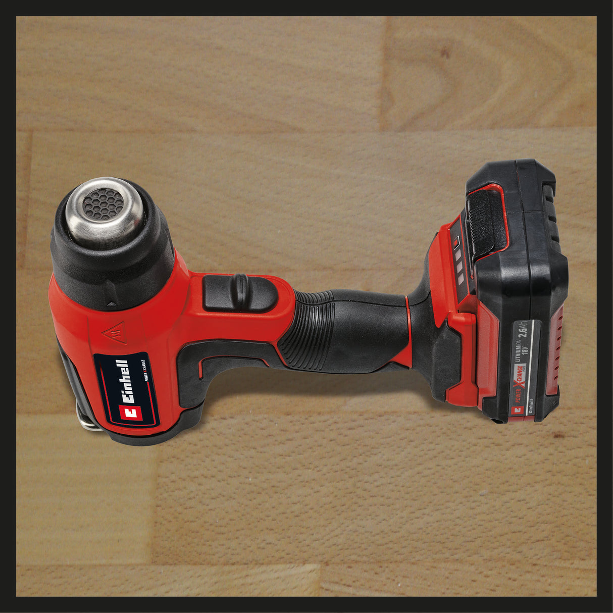 Pistol cu aer cald pe acumulator Einhell TE-HA 18 Li-Solo Power X-Change (litiu-ion, 2 niveluri de temperatura, inclusiv duze reductoare, cu jet larg si reflectoare, fara acumulator sau incarcator