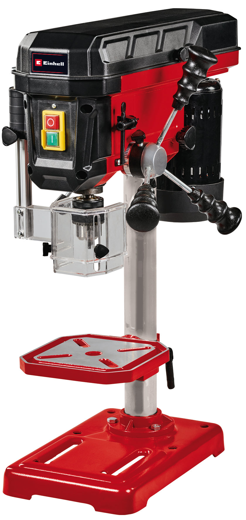 Masina de gaurit Einhell TC-BD 500, 500 W, pana la 2410 rpm, 9 setari de viteza, adancime maxima de gaurire 50 mm, opritor de adancime reglabil, masa de gaurit cu inclinare/rotire si reglare pe inaltime