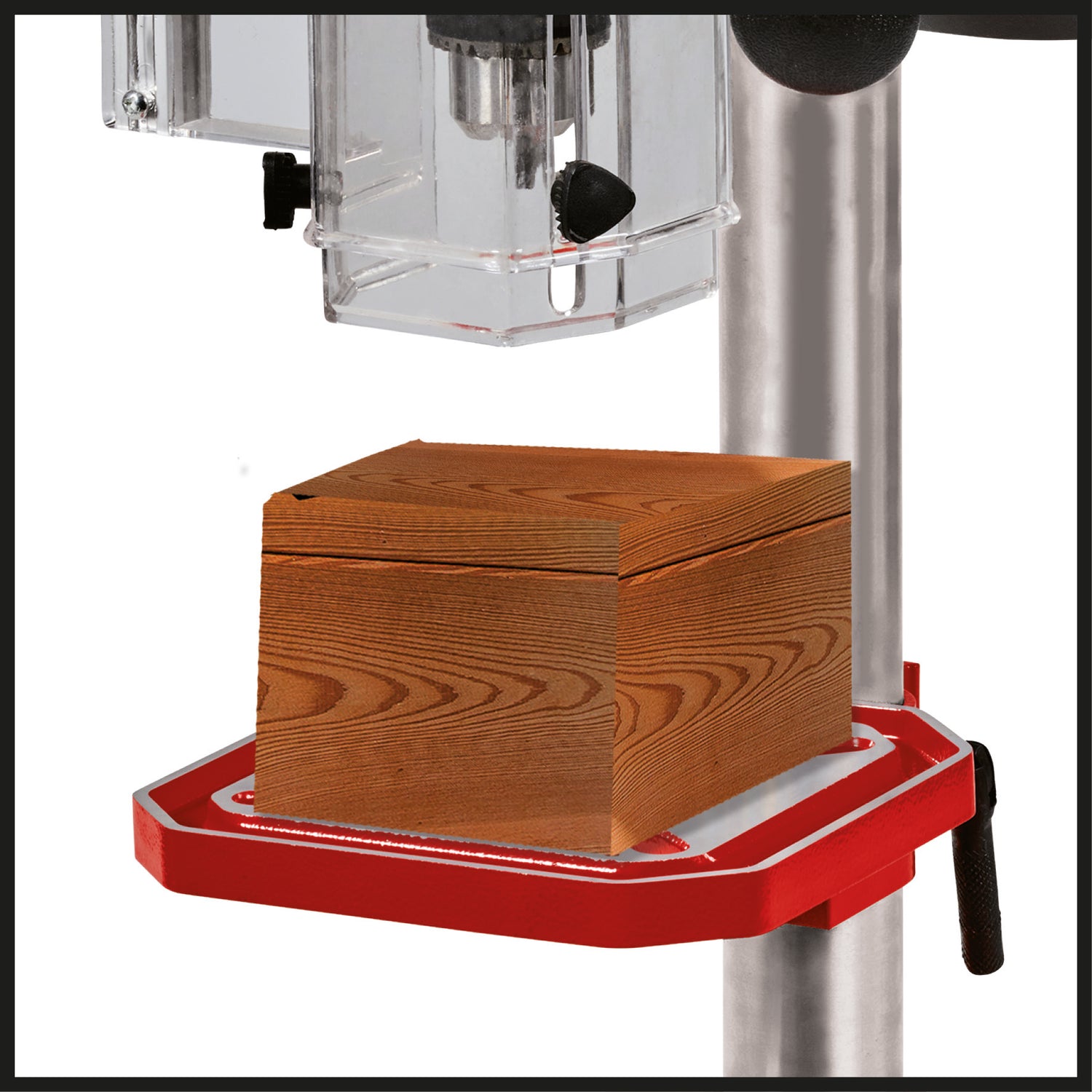 Masina de gaurit Einhell TC-BD 500, 500 W, pana la 2410 rpm, 9 setari de viteza, adancime maxima de gaurire 50 mm, opritor de adancime reglabil, masa de gaurit cu inclinare/rotire si reglare pe inaltime