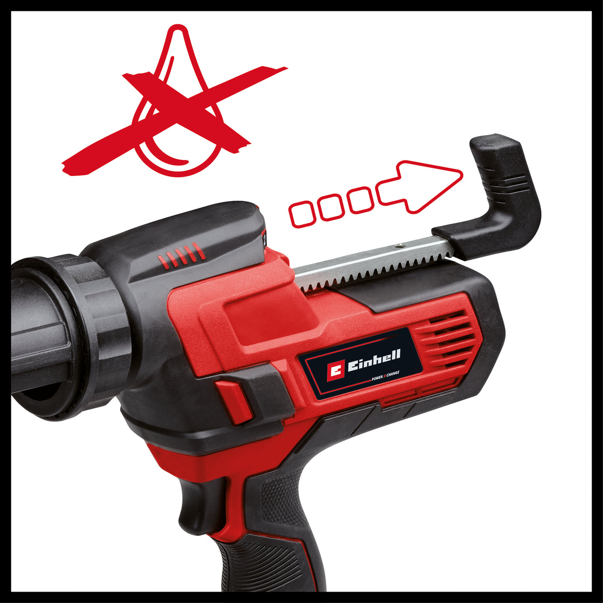 Pistol pentru silicon pe acumulator Einhell TE-SG 18/10 Li-Solo Power X-Change (18 V, pentru tuburi de 310 ml, pana la 2.000 N, viteza reglabila, fara acumulator