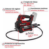 Pistol de gresat pe acumulator Einhell Professional TP-GR 18/690 Li - Solo Power X-Change,18 V, max. 690 bar/10.000 PSI, debit max. 295 ml/min, control cantitate unsoare, 2 viteze - imagine 4