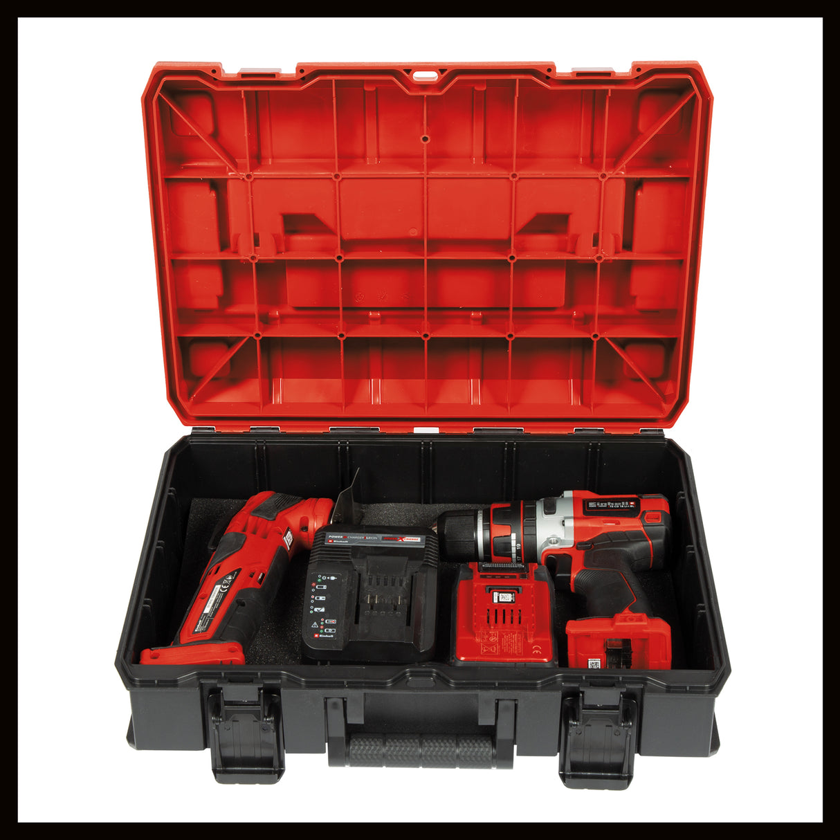 Geanta originala Einhell E-Case SF System, max. 25 kg, depozitare si transport universal pentru scule si accesorii, stivuibila, conectabila, incl. insertie din spuma