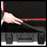 Cutia de sistem Einhell E-Case S-F (pentru depozitarea universala, dimensiuni externe 44x32x13 cm, max. 25 kg incarcatura, rezistenta la stropire, stivuibila, inclusiv insertie de spuma cu grilaj)