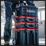 Eredeti Einhell E-Case szerszámosláda, maximum 90 kg, egymásra rakható, zárral, kombinálható az Einhell E-Case rendszerrel, szerszámok és tartozékok tárolására és szállítására