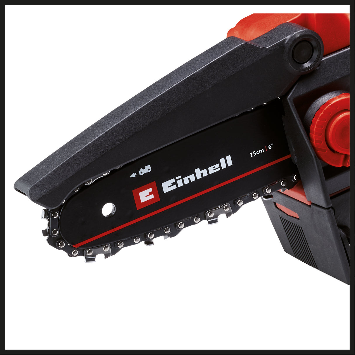 Fierastrau cu lant fara cablu Einhell GE-PS 18/15 Li BL-Solo Power X-Change (18V, motor fara perii, lungime de taiere 12.5 cm, inlocuirea lamei si a lantului fara unelte, fara acumulator).