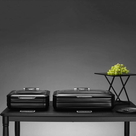 Incalzitor cu inductie rotund cu capac din sticla De Luxe Black, 9l Fine Dine