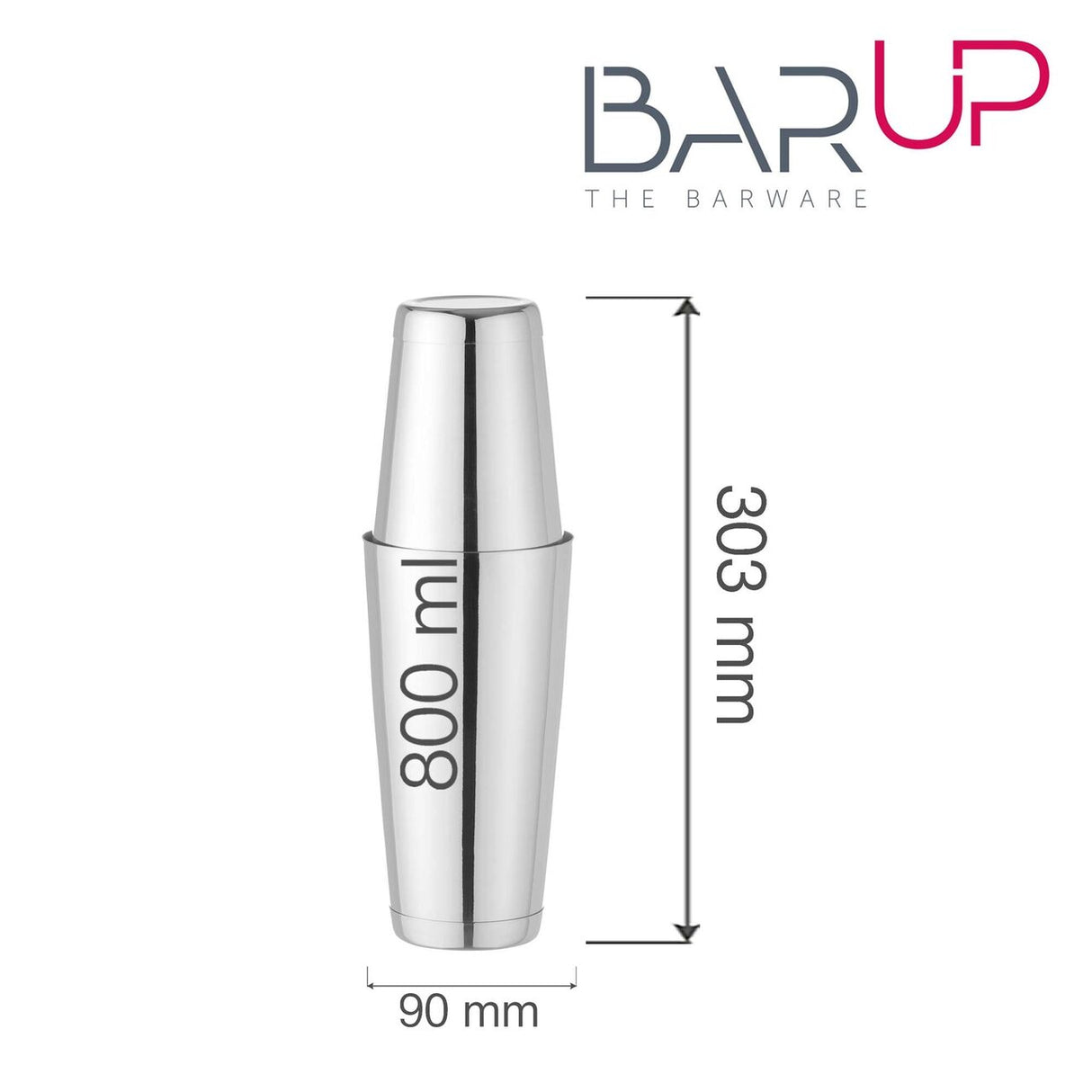 Shaker Tin-on-Tin Boston, Bar up, 0,8L, ø90x(H)303mm
