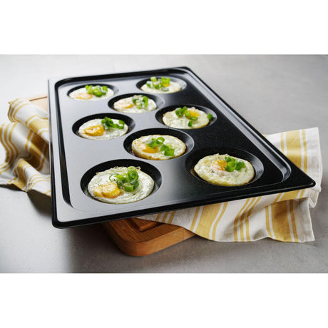 Tava pentru oua, cu invelis antiaderent CONVECTOMAT EGGPLATE, HENDI, GN 1/1, Negru, 530x325x(H)26mm